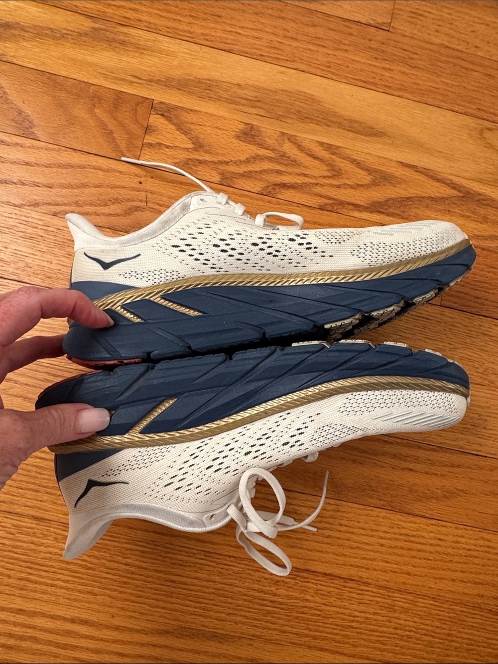 HOKA Bondi Running Shoes White Blue 8.5 Max Cushion Walking Athletic Sneakers - Picture 4 of 9